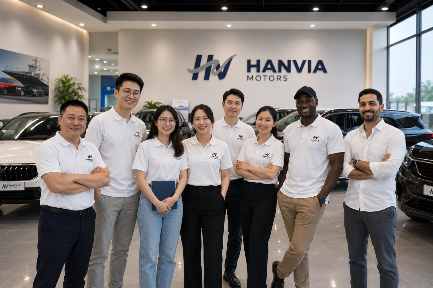 L'équipe Hanvia Motors dans notre showroom de Nansha, Guangzhou